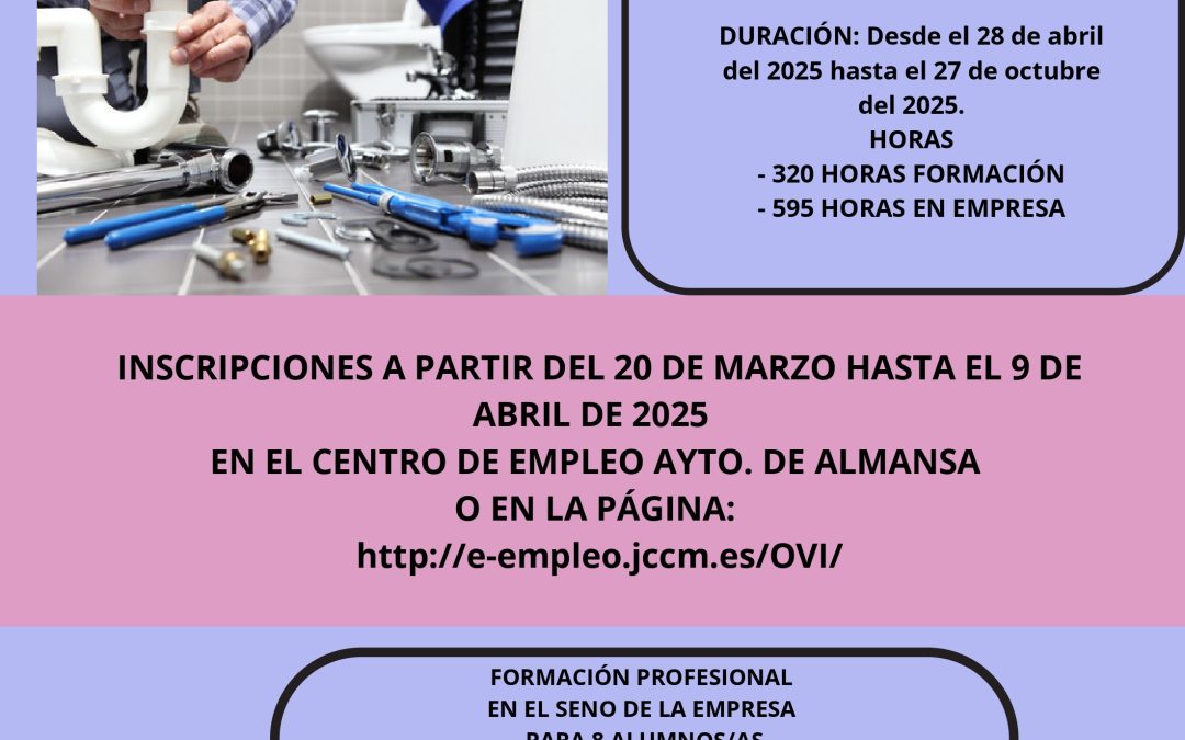 INSCRIPCIONES PROYECTO DE FORMACIÓN DUAL: OPERACIONES DE FONTANERIA Y CALEFACCIÓN- CLIMATIZACIÓN DOMÉSTICA