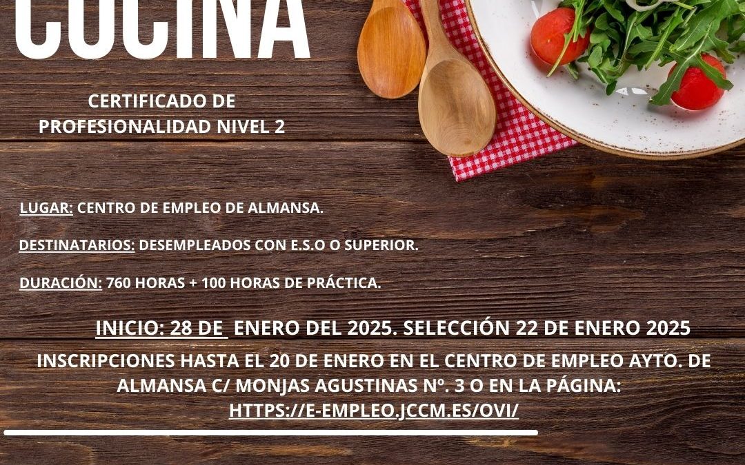 INSCRIPCIÓN CURSO DE COCINA